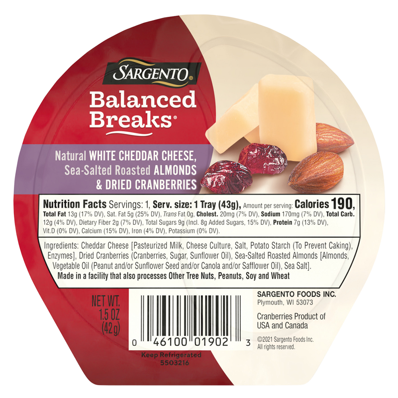 Sargento Balanced Breaks Sharp White Cheddar with Almond