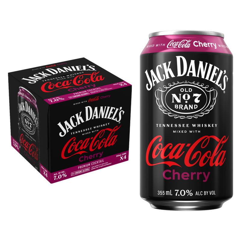 Jack Daniel's & Coca-Cola Cherry 4pk 12oz Cans 7% ABV – BevMo! Arizona Jack Daniel's & Coca-Cola Cherry 4pk 12oz Cans 7% ABV – BevMo! Arizona