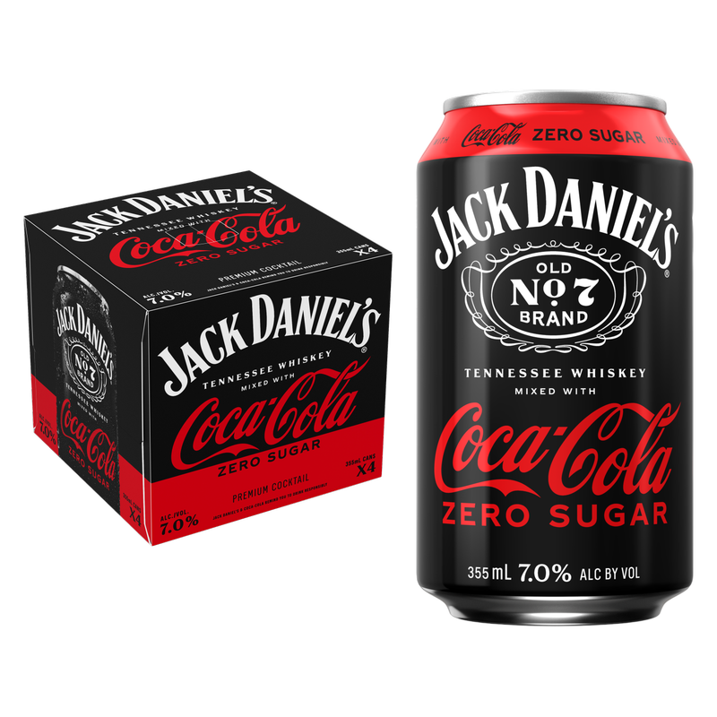 Jack Daniel's & Coke Zero 4pk 355ml Can 7% ABV – BevMo! Arizona