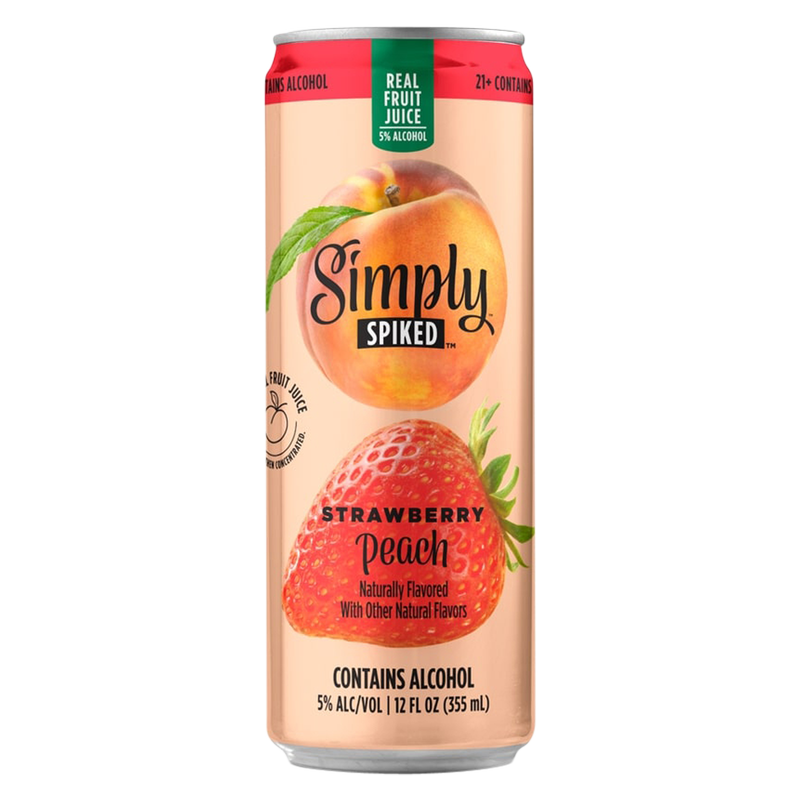 Simply Spiked Peach Strawberry Single 12oz Can 5% ABV – BevMo! Arizona