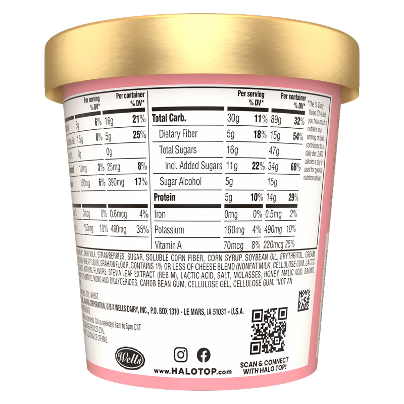 Halo Top Mix Ins Strawberry Cheesecake Light Ice Cream Pint, 16oz