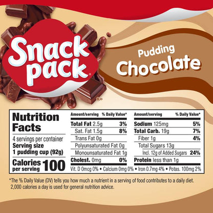 Snack Pack Chocolate Pudding - 4ct/13oz