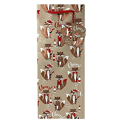 The Gift Wrap Company Festive Fox Bottle Bag