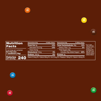 M&M'S Chocolate Ice Cream Cookie Sandwiches, 4 Pack