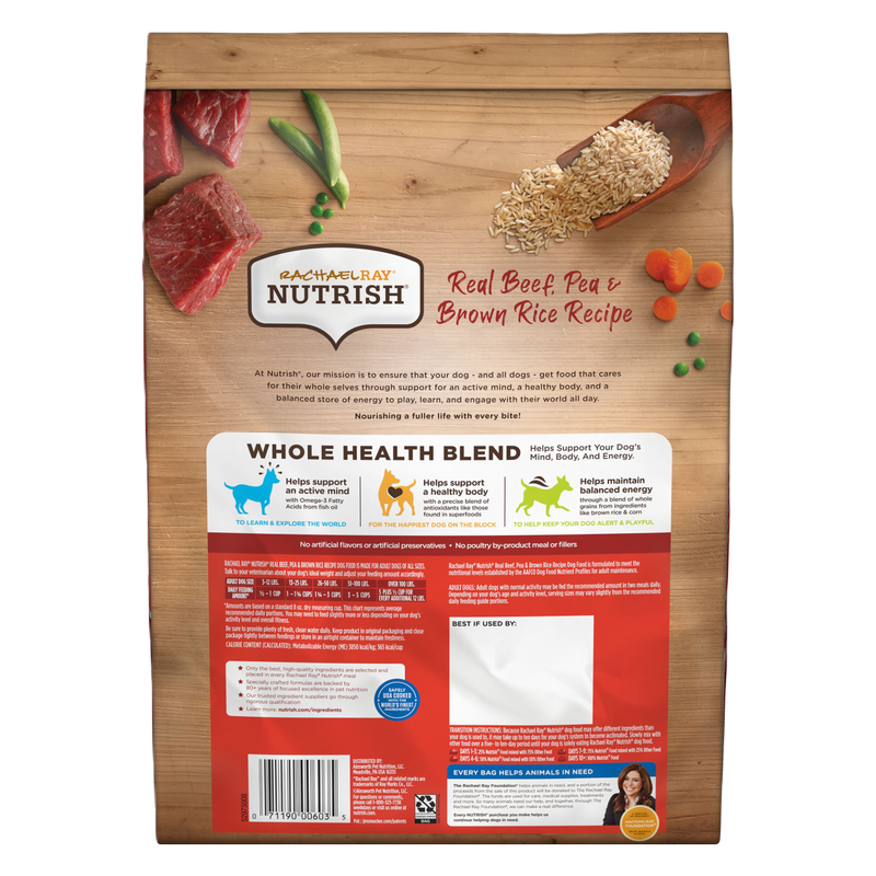 Rachael Ray Nutrish Dry Dog Food, Real Beef, Pea & Brown Rice Recipe, 6 lb. Bag
