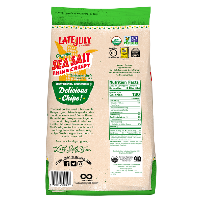 Late July Sea Salt Thin & Crispy Restaurant Style Tortilla Chips 11oz