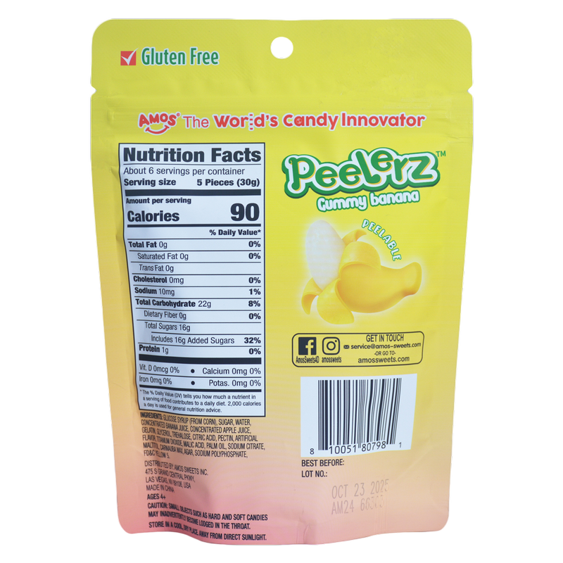 Amos Peelerz Gummy Banana, 6oz