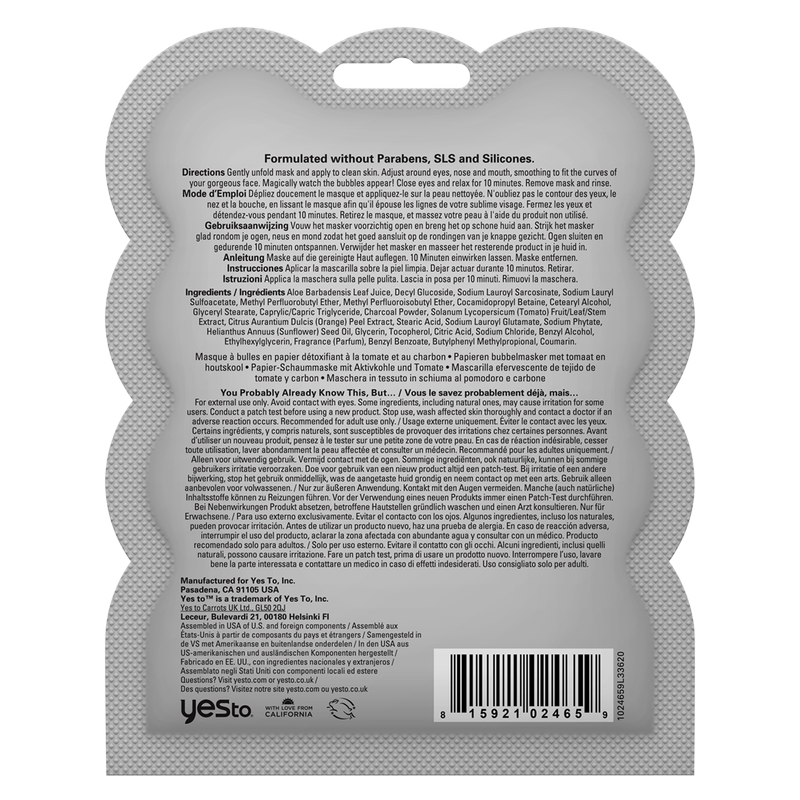 Yes To Tomatoes Detoxifying Bubbling Paper Mask 0.67oz