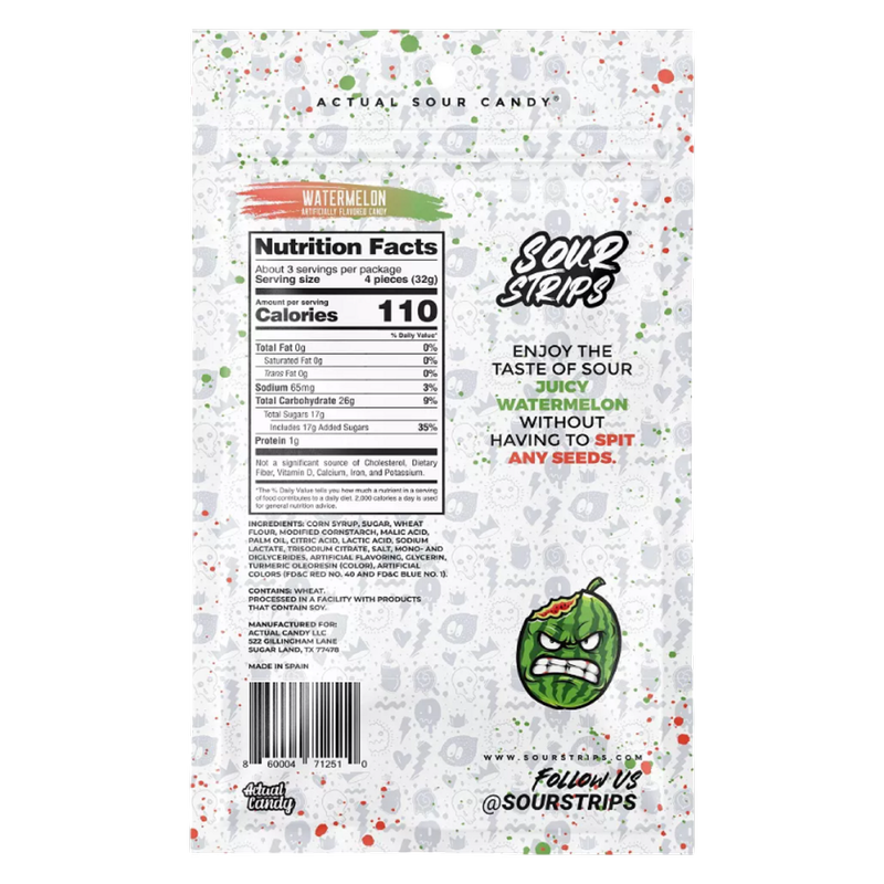Watermelon Sour Strips, 3.4oz
