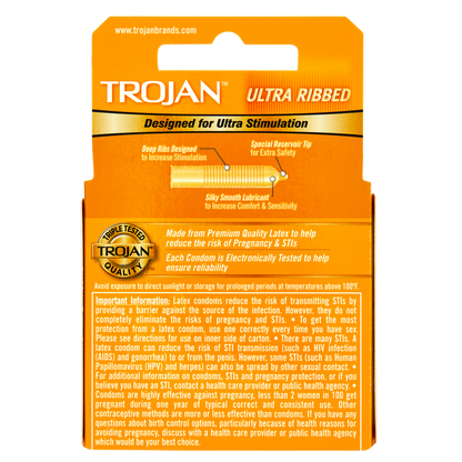 Trojan Ultra Ribbed Condoms 3ct