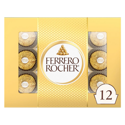 Ferrero Rocher Milk Chocolate Hazelnut Gift Box, 12 ct
