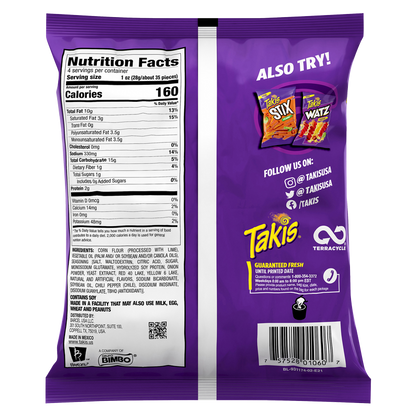 Takis Fuego Stix Spicy Corn Snack Sticks Snack Size Bag 4oz