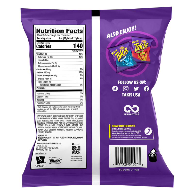 Takis Fuego Spicy Rolled Tortilla Chips Snack Size Bag 3.25 oz Takis Fuego Spicy Rolled Tortilla Chips Snack Size Bag 3.25 oz