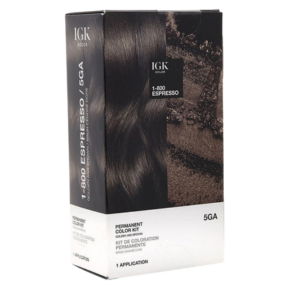 IGK PERMANENT COLOR KIT 1-800 Espresso- Golden Ash Brown 5GA
