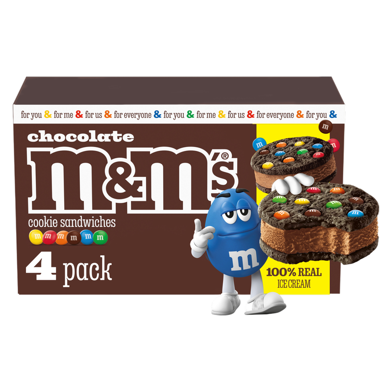 M&M'S Chocolate Ice Cream Cookie Sandwiches, 4 Pack