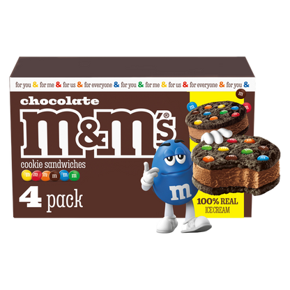M&M'S Chocolate Ice Cream Cookie Sandwiches, 4 Pack