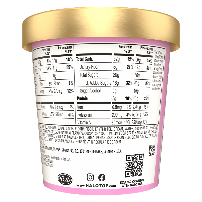 Halo Top Mix Ins Cherry Chocolate Chunk Light Pint, 16oz
