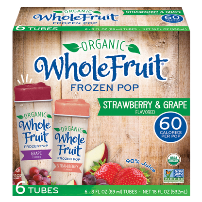 Whole Fruit Frozen Organic Strawberry & Grape Juice Pops 6ct