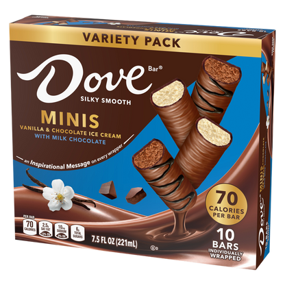 Dove Minis Vanilla & Milk Chocolate Ice Cream Bars, 10ct