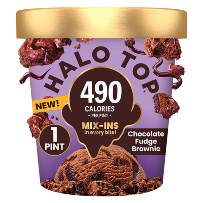 Halo Top Mix Ins Chocolate Fudge Brownie Light Ice Cream Pint, 16oz
