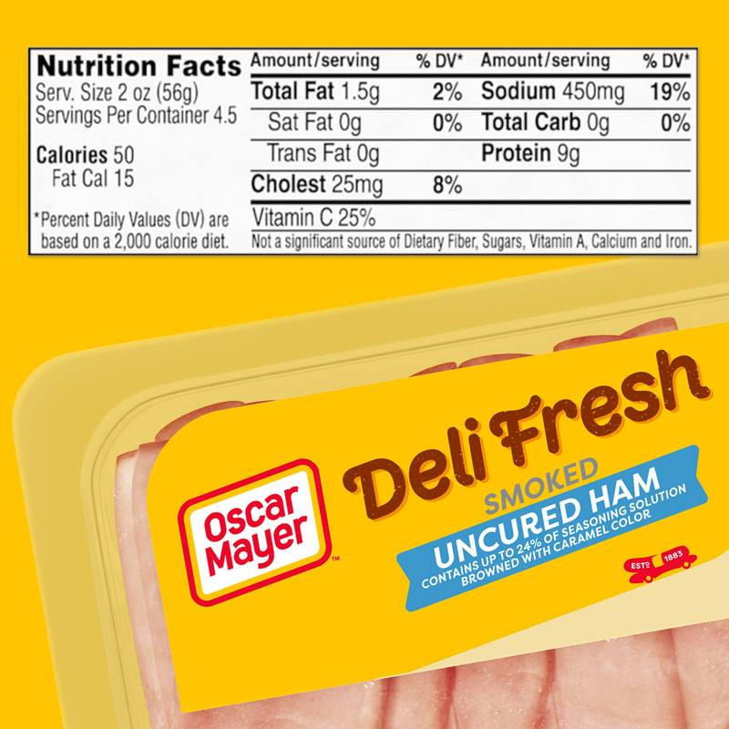 Oscar Mayer Deli Fresh Smoked Uncured Ham Sliced Lunch Meat - 9oz