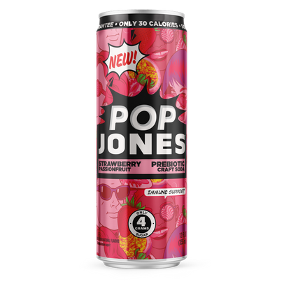 Pop Jones Strawberry Passion Prebiotic Soda 12oz Can