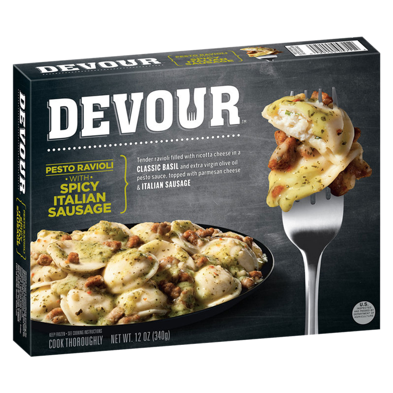 Devour Frozen Pesto Ravioli with Spicy Italian Sausage Meal 12oz