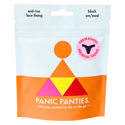Panic Panties Underwear S/M Black Lace Thong