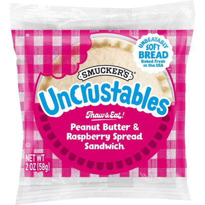 Smucker Uncrustables Peanut Butter And Raspberry Spread Frozen Sandwich 4ct