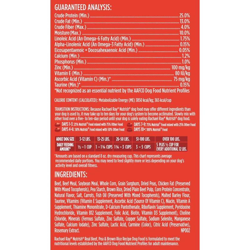 Rachael Ray Nutrish Dry Dog Food, Real Beef, Pea & Brown Rice Recipe, 6 lb. Bag