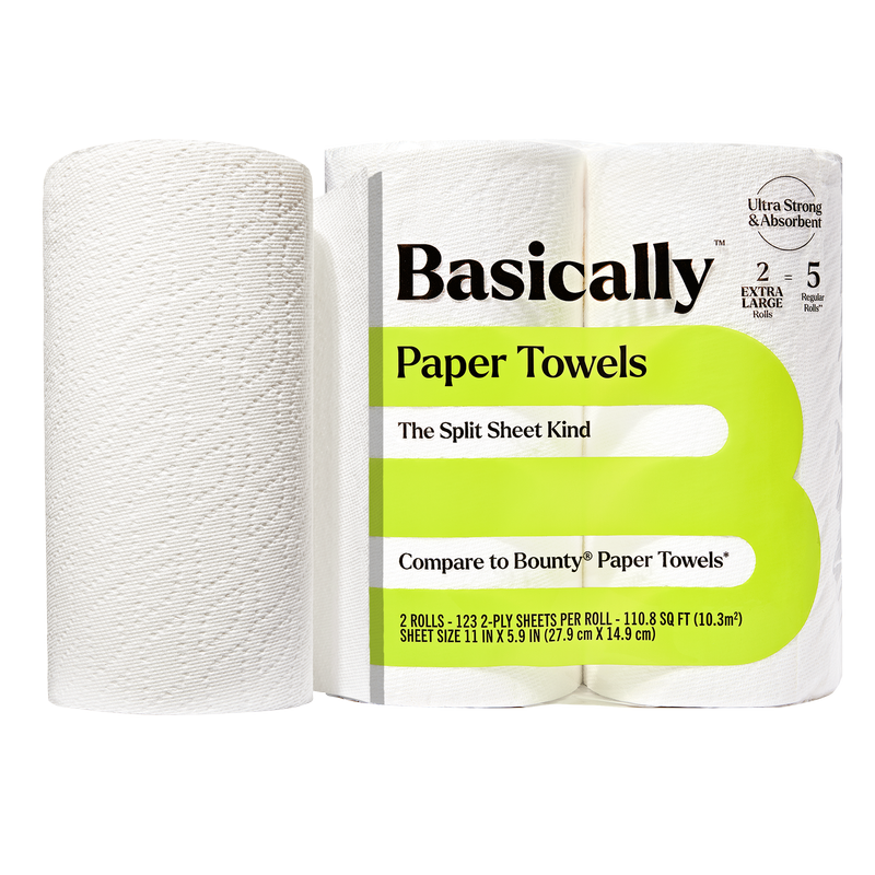 Basically 2ct Split Sheet Paper Towels Extra Large Roll