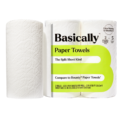 Basically 2ct Split Sheet Paper Towels Extra Large Roll