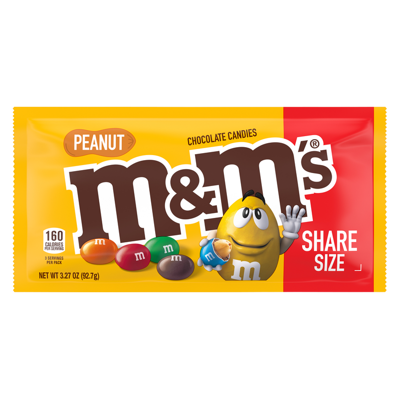 M&M's Peanut Milk Chocolate Candies Share Size, 3.27oz