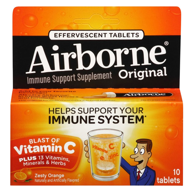 Airborne Effervescent Tablets Zesty Orange 10ct