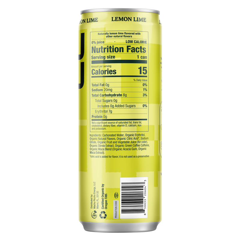Machu Picchu Lemon Lime Energy Seltzer 12oz Can