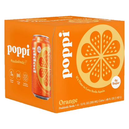 Poppi Prebiotic Soda Orange 4pk 12oz Can