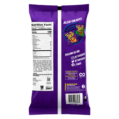 Takis Blue Heat Spicy Rolled Tortilla Chips Sharing Size Bag 9.9oz