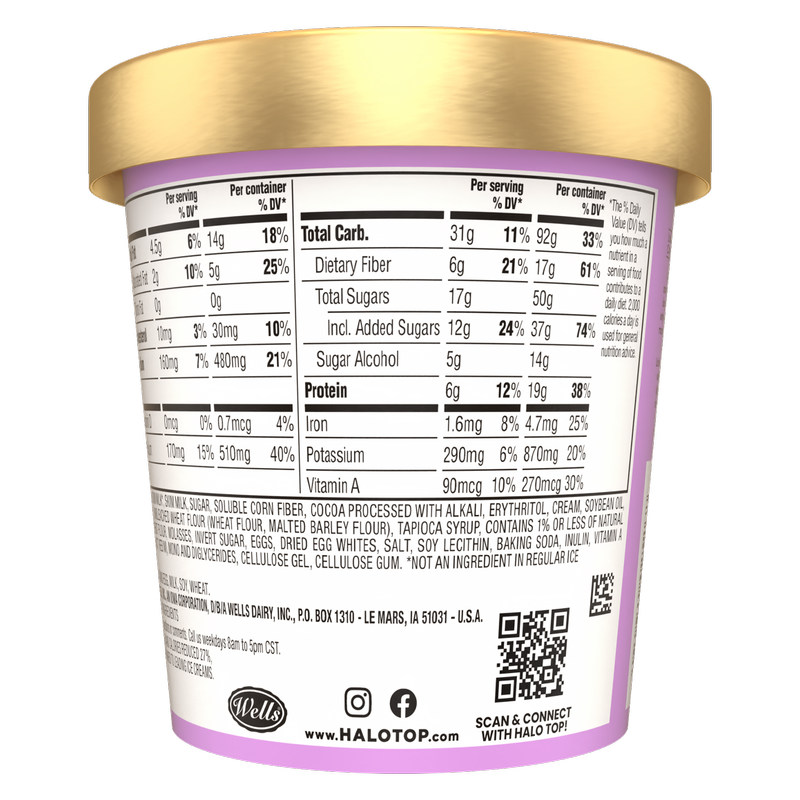 Halo Top Mix Ins Chocolate Fudge Brownie Light Ice Cream Pint, 16oz