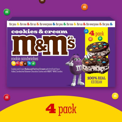 M&M'S Cookies and Cream Ice Cream Cookie Sandwiches, 4 Pack