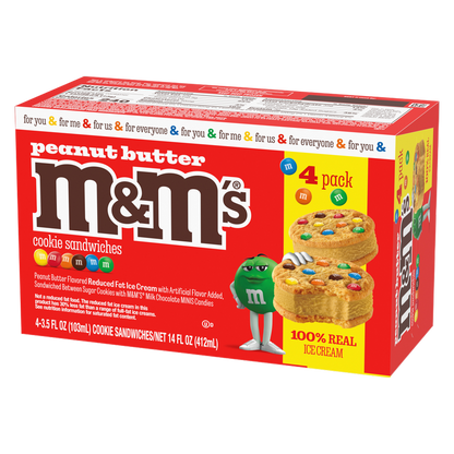 M&M'S Peanut Butter Ice Cream Cookie Sandwiches, 4ct
