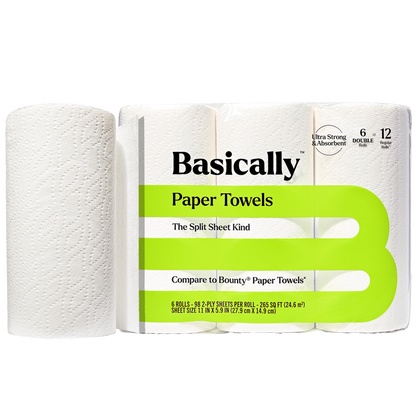 Basically 6ct Split Sheet Paper Towels Double Roll