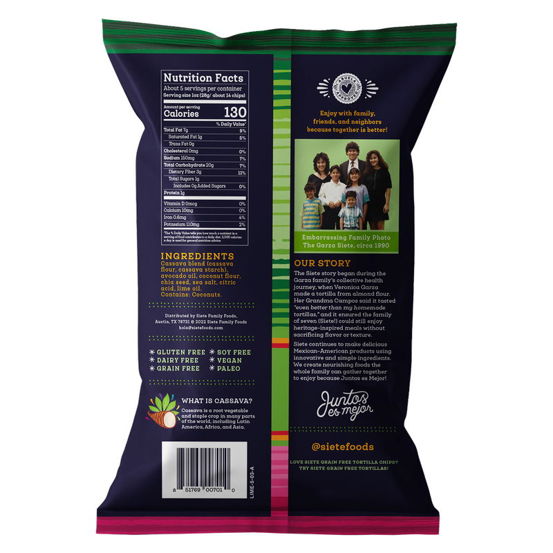 Siete Lime Grain Free Tortilla Chips 5oz