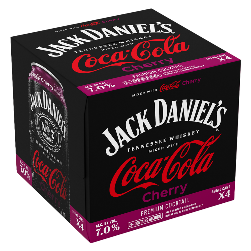 H4CBH 15% ２本（Cherry &Cola） H4CBD/CBD/CBG Jack Daniel's & Coca-Cola Cherry 4pk 12oz Cans 7% ABV – BevMo! Arizona