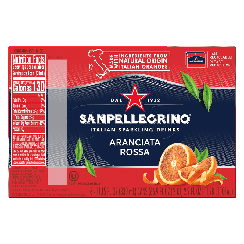 San Pellegrino Aranciata Rossa Blood Orange 6pk 11.15oz Can