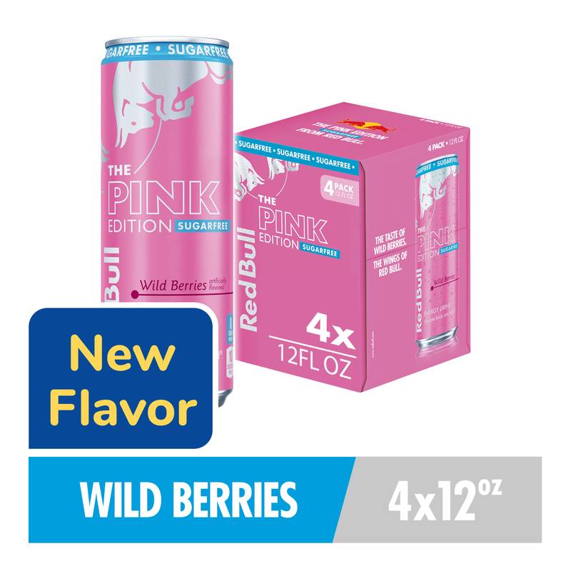 Red Bull Sugar Free Pink Edition Wild Berries 4pk 12oz Can