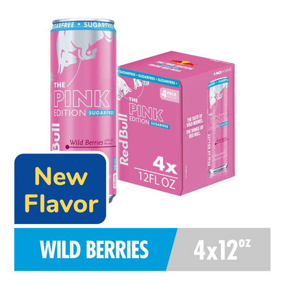 Red Bull Sugar Free Pink Edition Wild Berries 4pk 12oz Can
