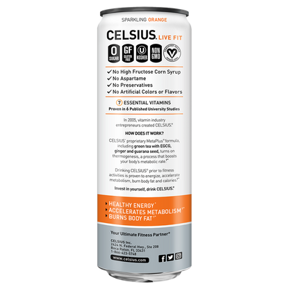 CELSIUS Sparkling Orange, Essential Energy Drink 12oz Can
