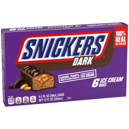 SNICKERS Dark Chocolate Ice Cream Bars, 6ct