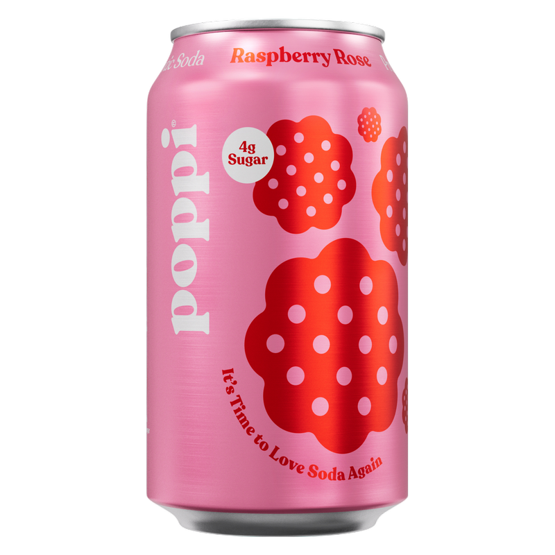 Poppi Prebiotic Soda Raspberry Rose 4pk 12oz Can