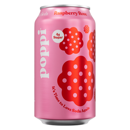 Poppi Prebiotic Soda Raspberry Rose 4pk 12oz Can
